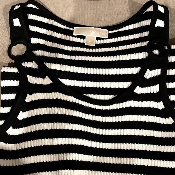 Michael Kors Striped Stretch Belted Dress - Picture 5 of 5